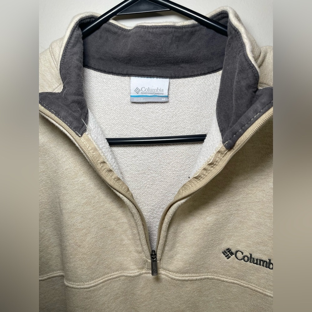 Columbia Hart Mountain II Men's 1/4 Zip Up Cream Long Sleeve - Picture 3 of 11